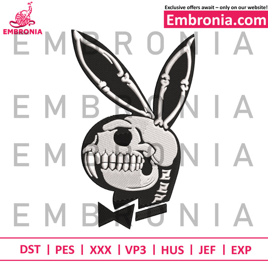 Logo skeleton rabbit punk embroidery,
