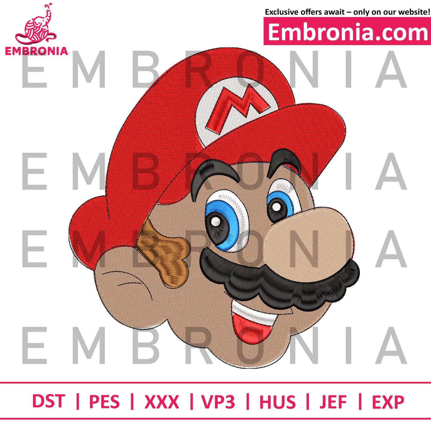 Mario head embroidery