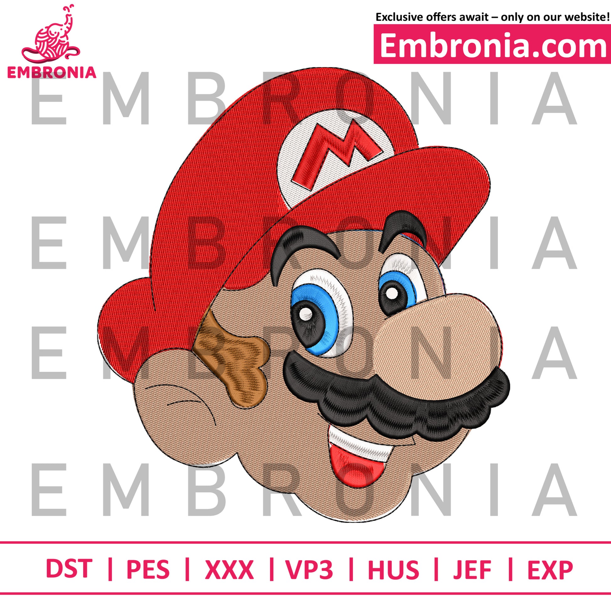 Mario head embroidery