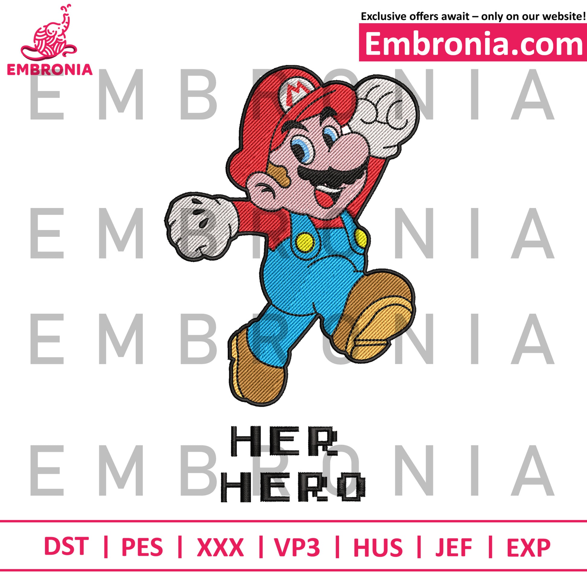 Mario her hero embroidery