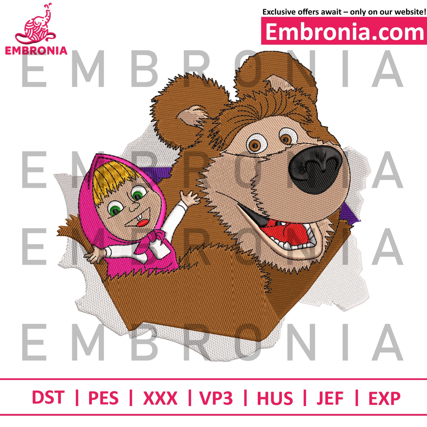Masha and the Bear embroidery