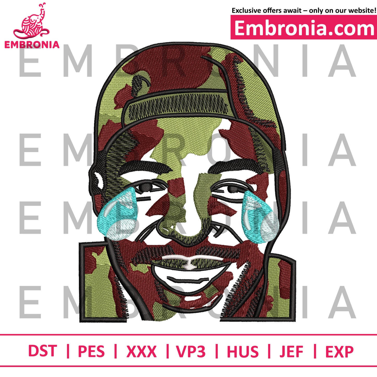 Men 6 inche bold embroidery