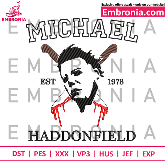 Michael est 1978 embroidery, hallloween embroidery, spooky embroidery