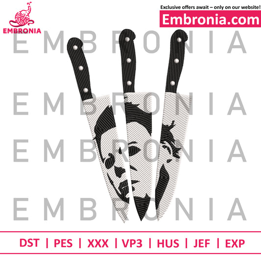 Michael myers knife embroidery design