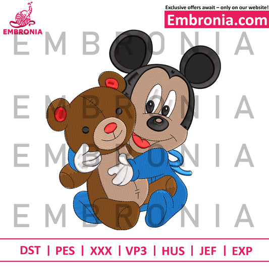 Mickey and teddy embroidery