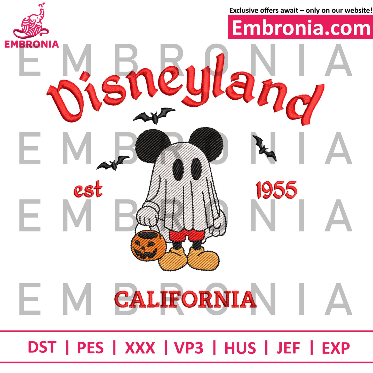 Mickey halloween disneyland embroidery