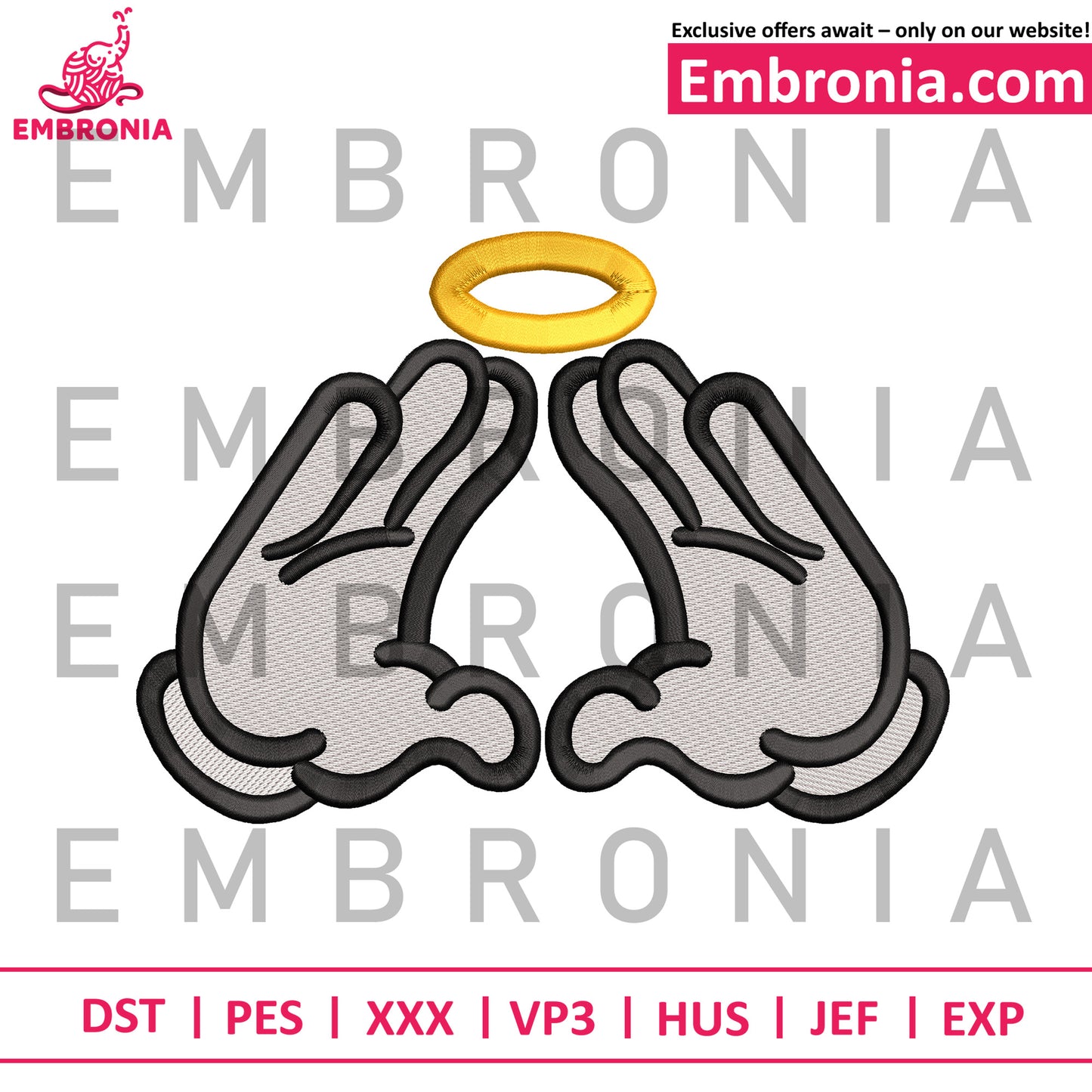 Mickey hand embroidery design, disney cartoons embroidery, cute characters embroidery