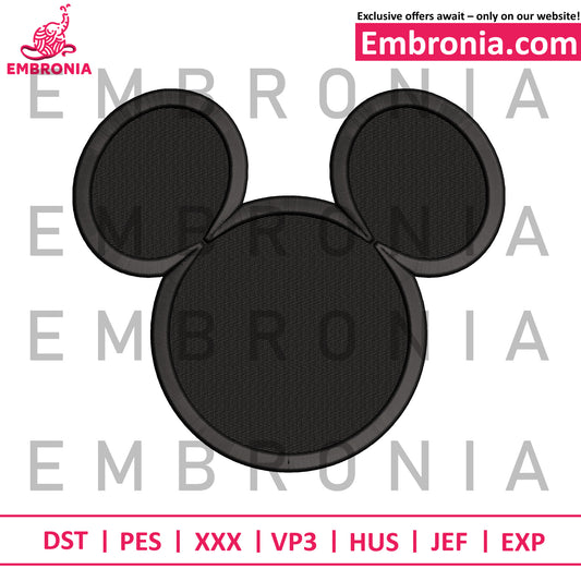 Mickey head black embroidery