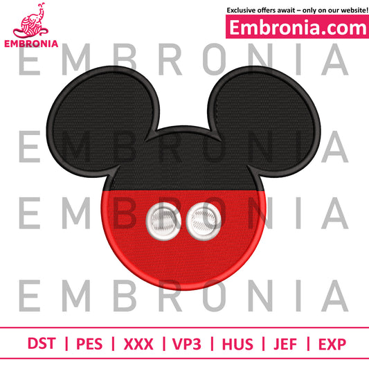 Mickey head embroidery design