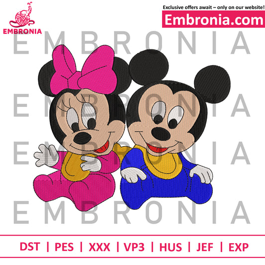 Mickey minnie baby embroidery design