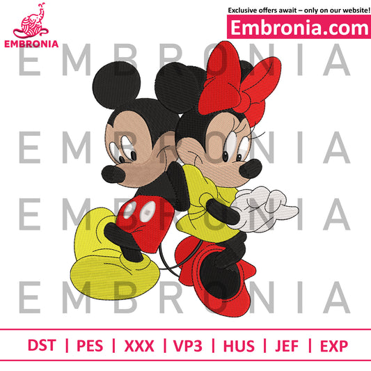 Mickey mouse couple embroidery