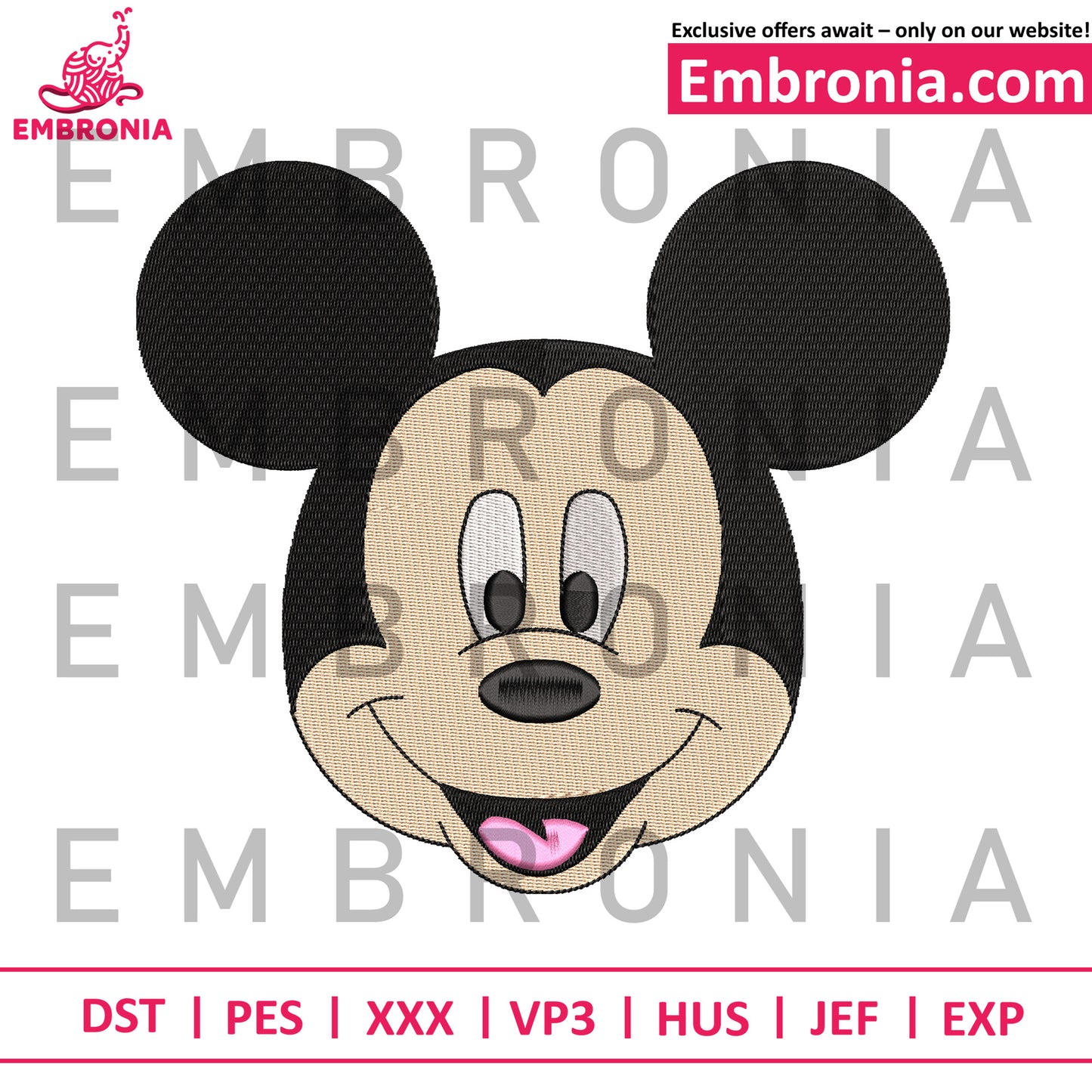 Mickey mouse face embroidery