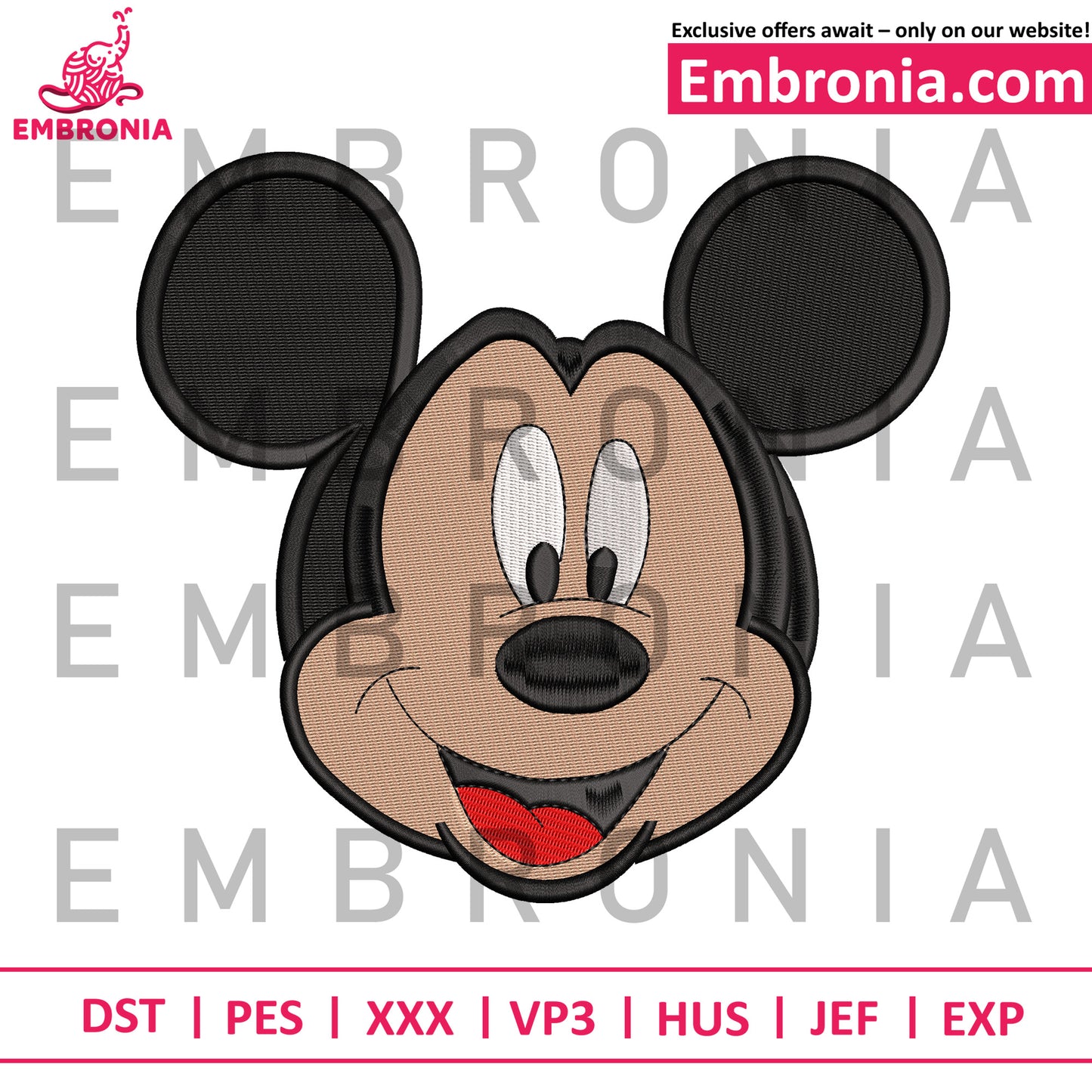 Mickey mouse funny face embroidery