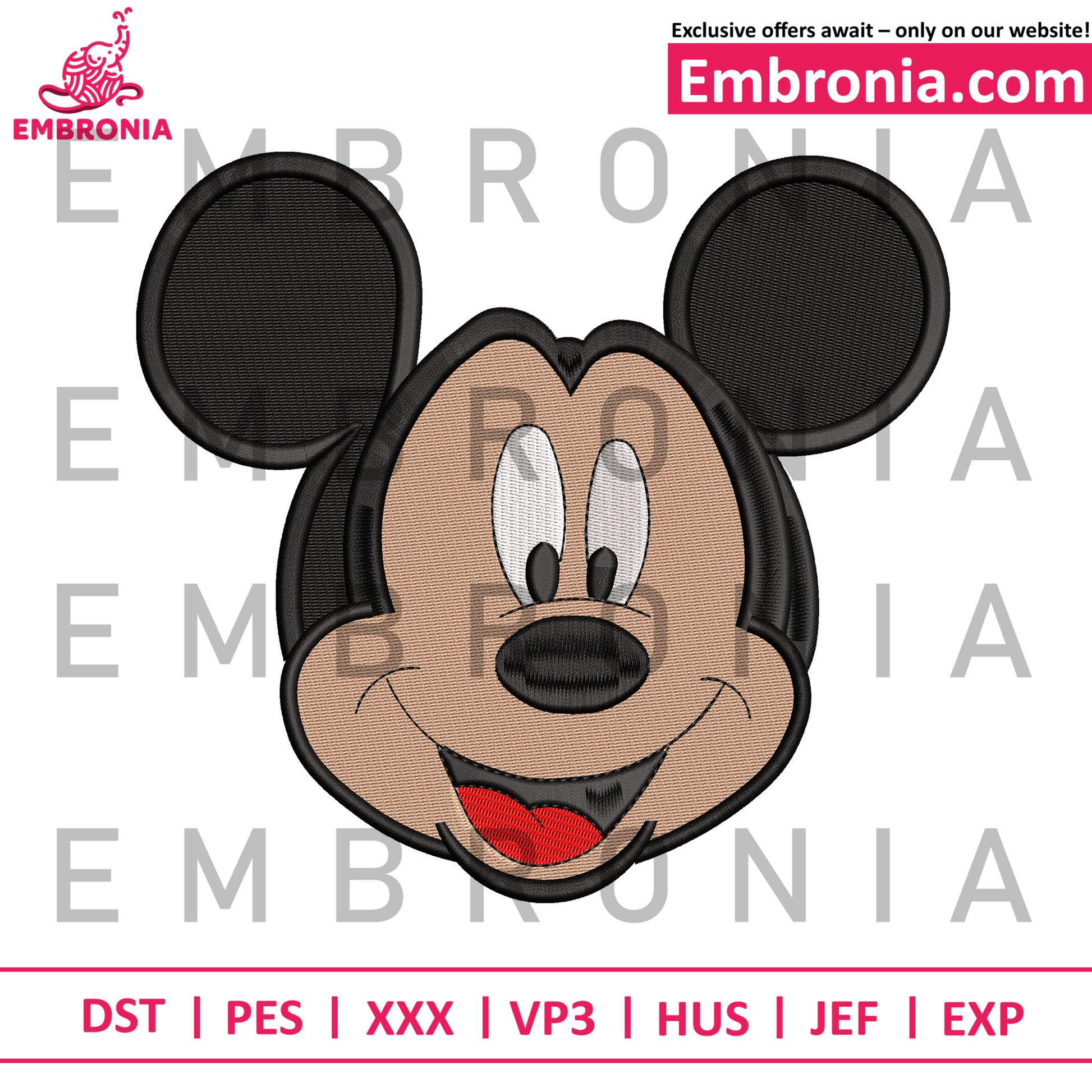 Mickey mouse funny face embroidery