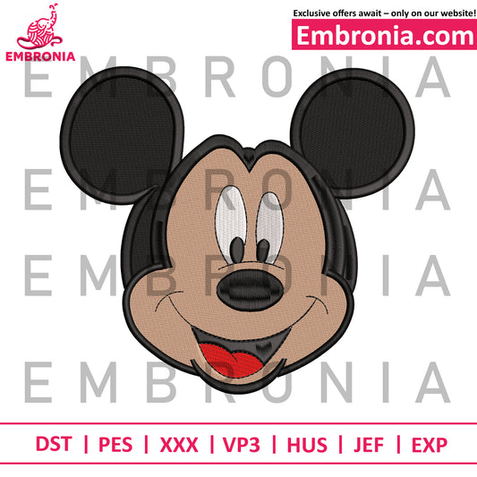 Mickey mouse funny face embroidery