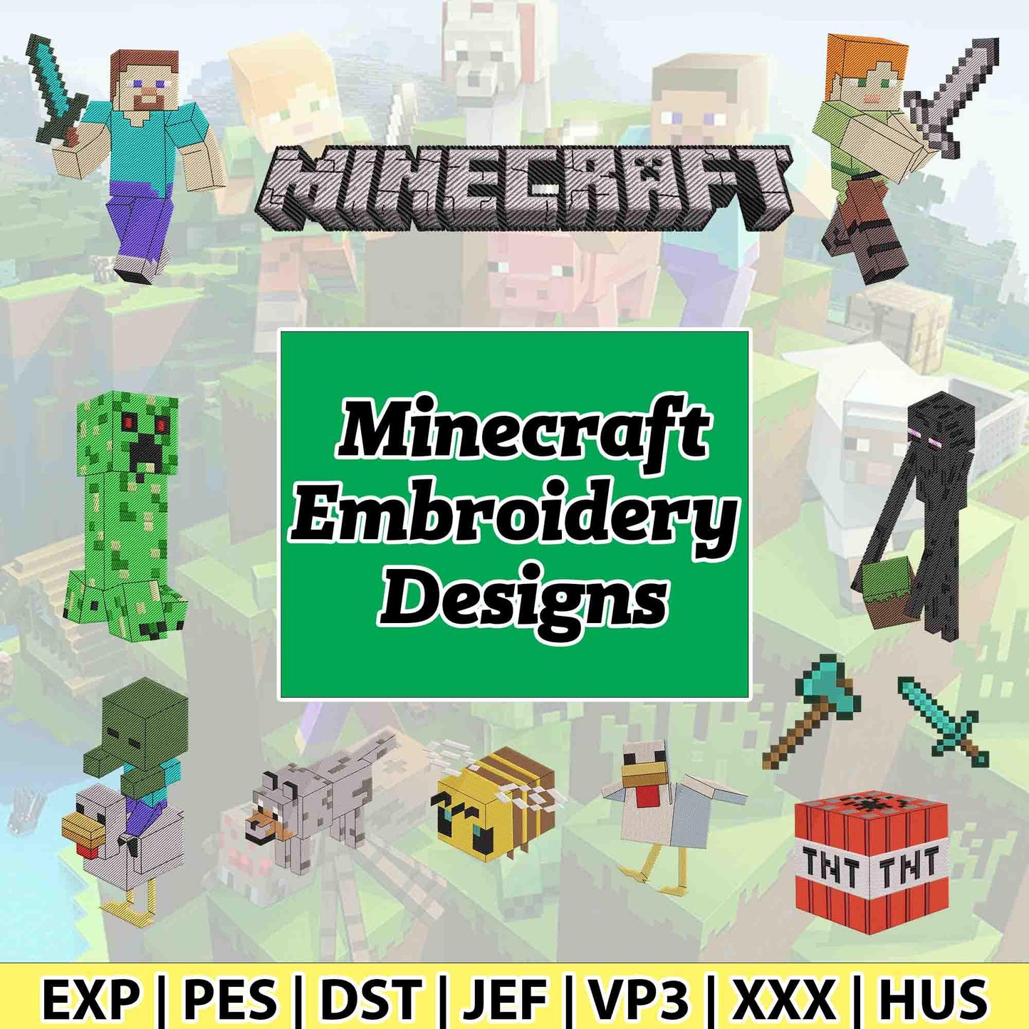Minecraft Embroidery Design Bundle, Minecraft design bundle