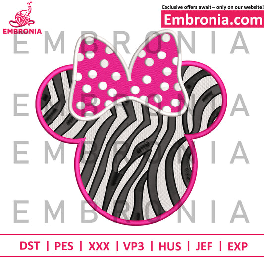 Minnie head zebra embroidery