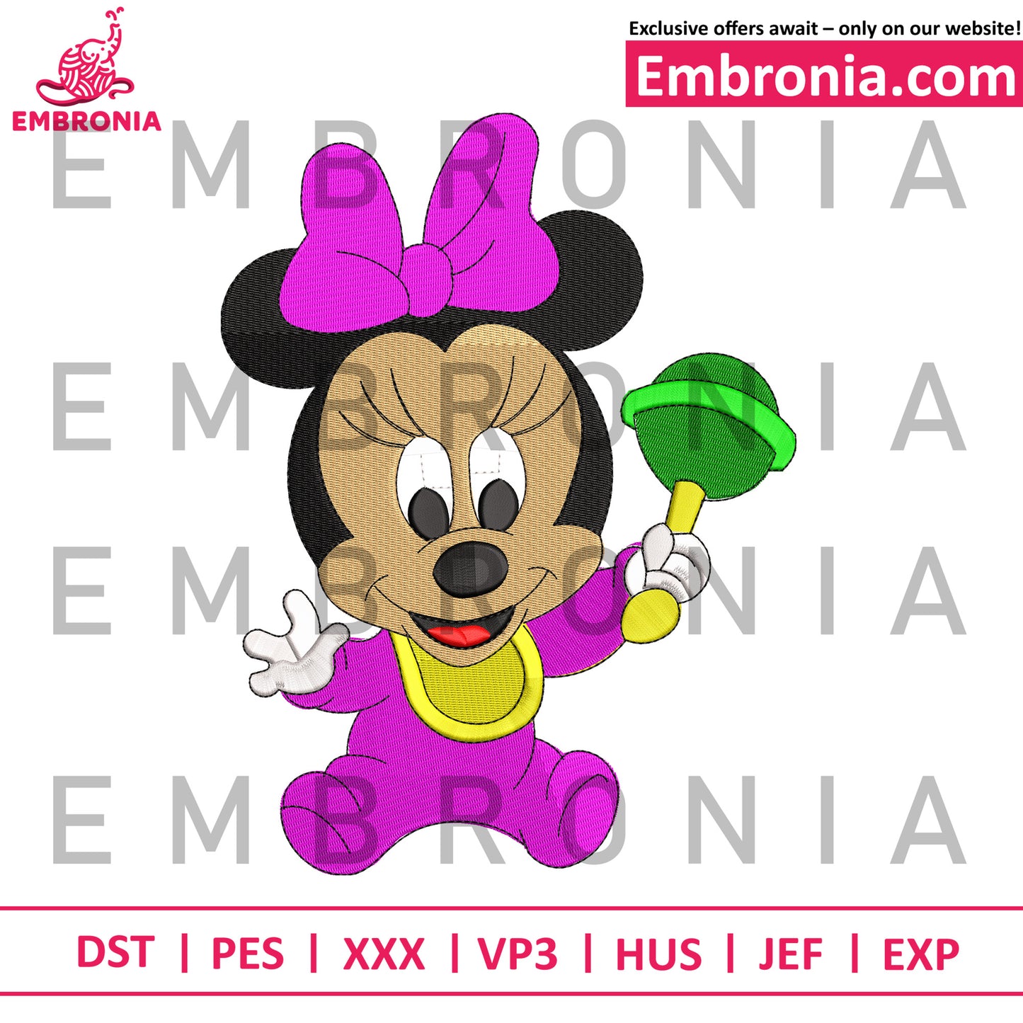 Minnie mouse baby embroidery design
