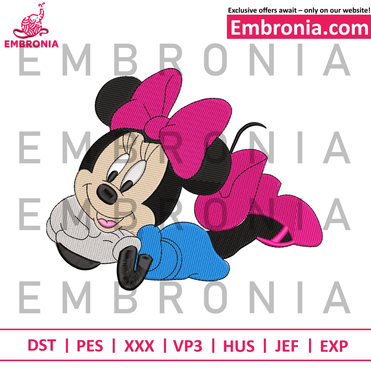Minnie mouse disney embroidery design