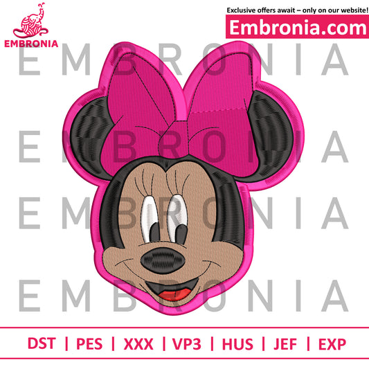 Minnie mouse head embroidery design