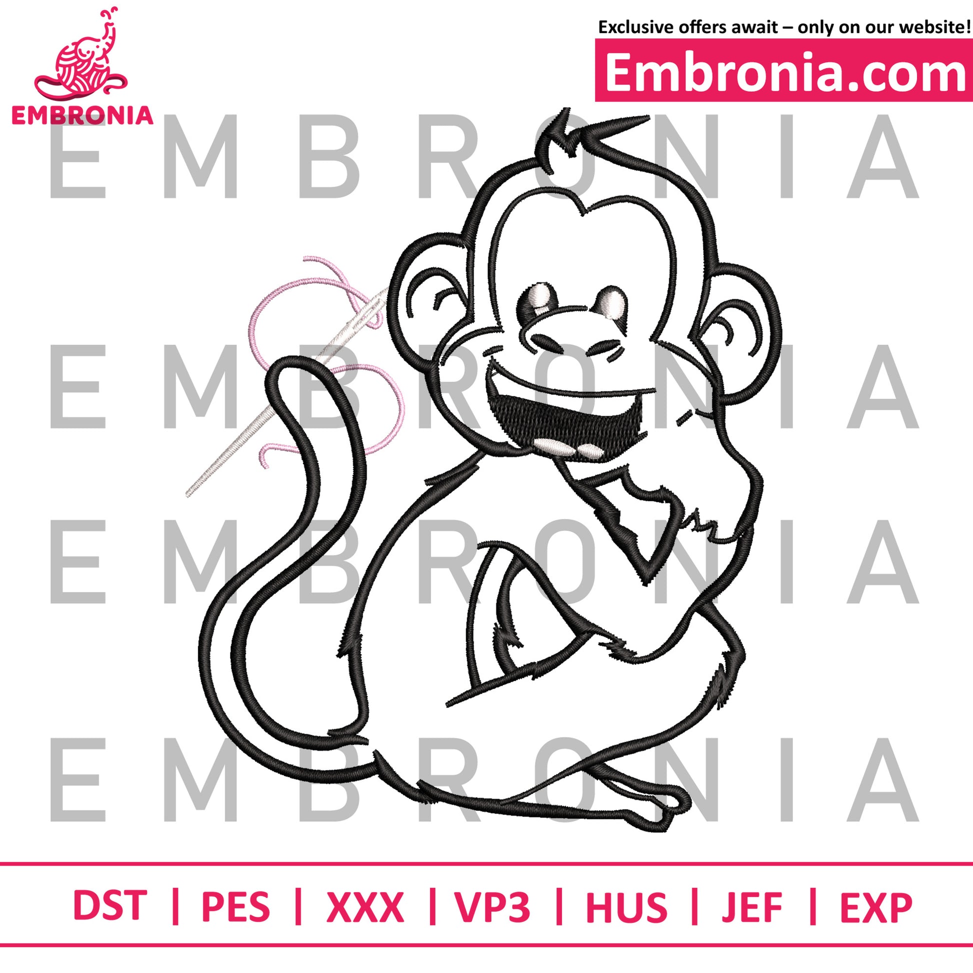 Monkey outline embroidery