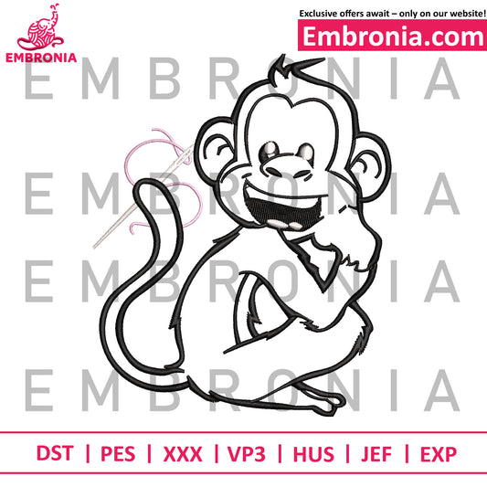 Monkey outline embroidery