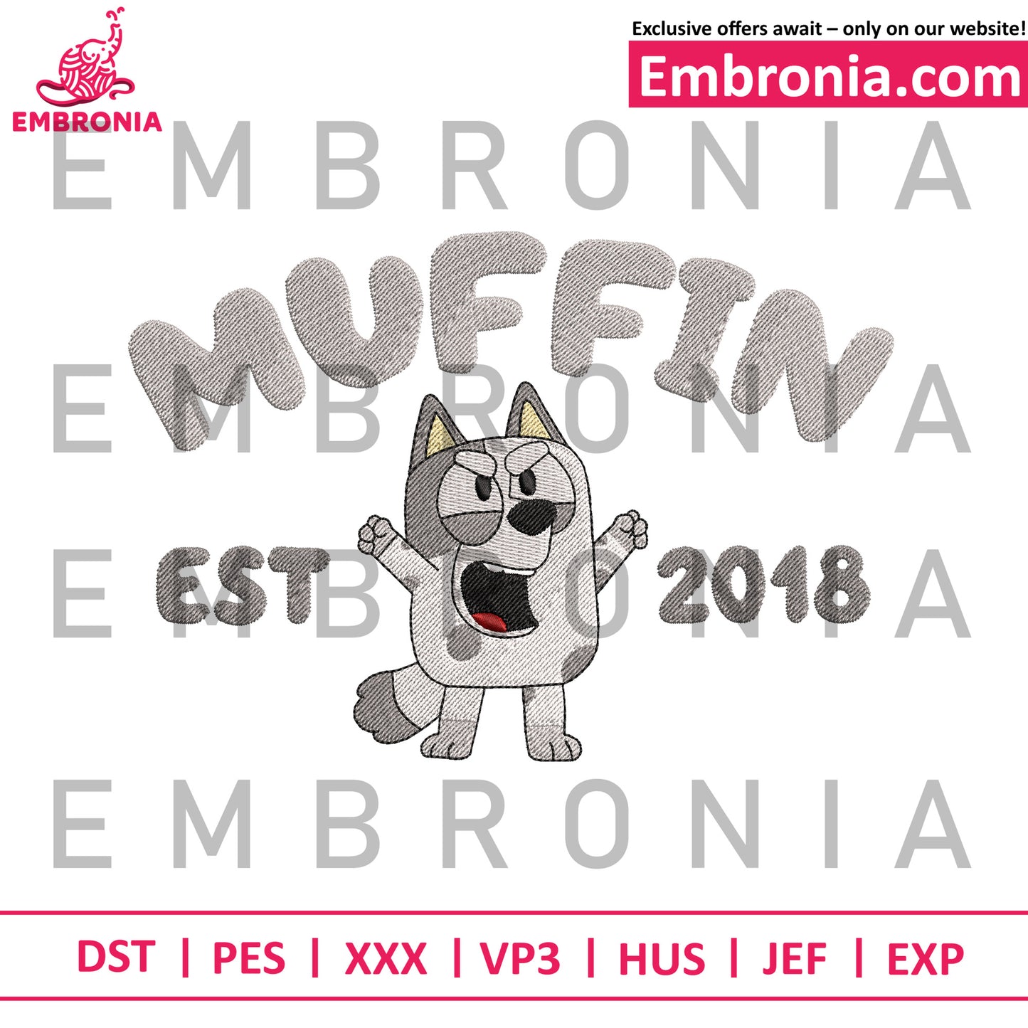 Muffin est 2018 embroidery