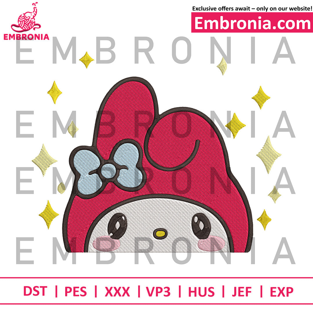 My melody peek embroidery