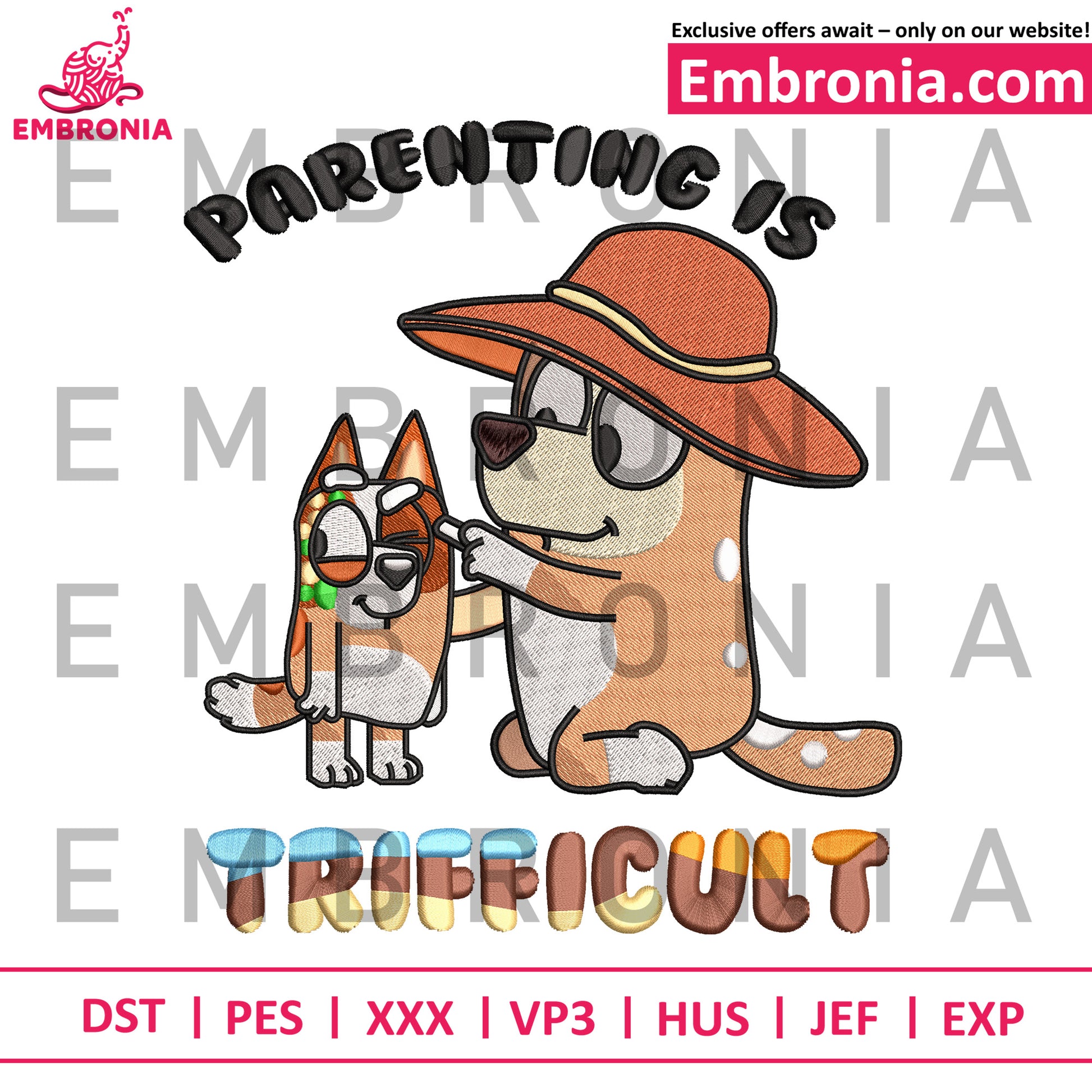 Parenting is trifficult embroidery