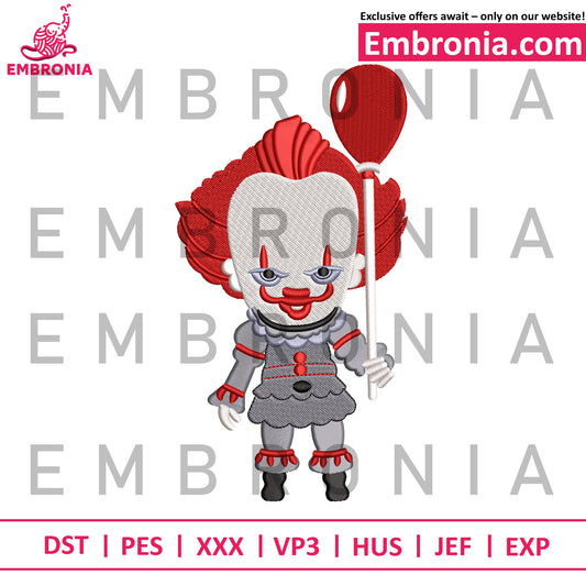 Pennywise chibi embroidery design