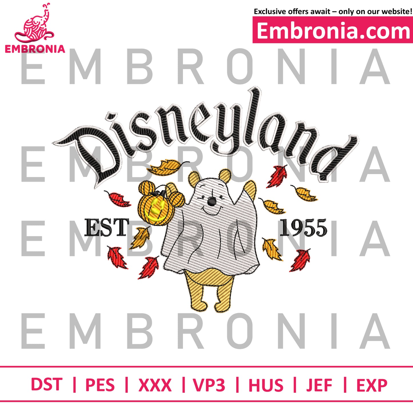 Pooh ghoul embroidery