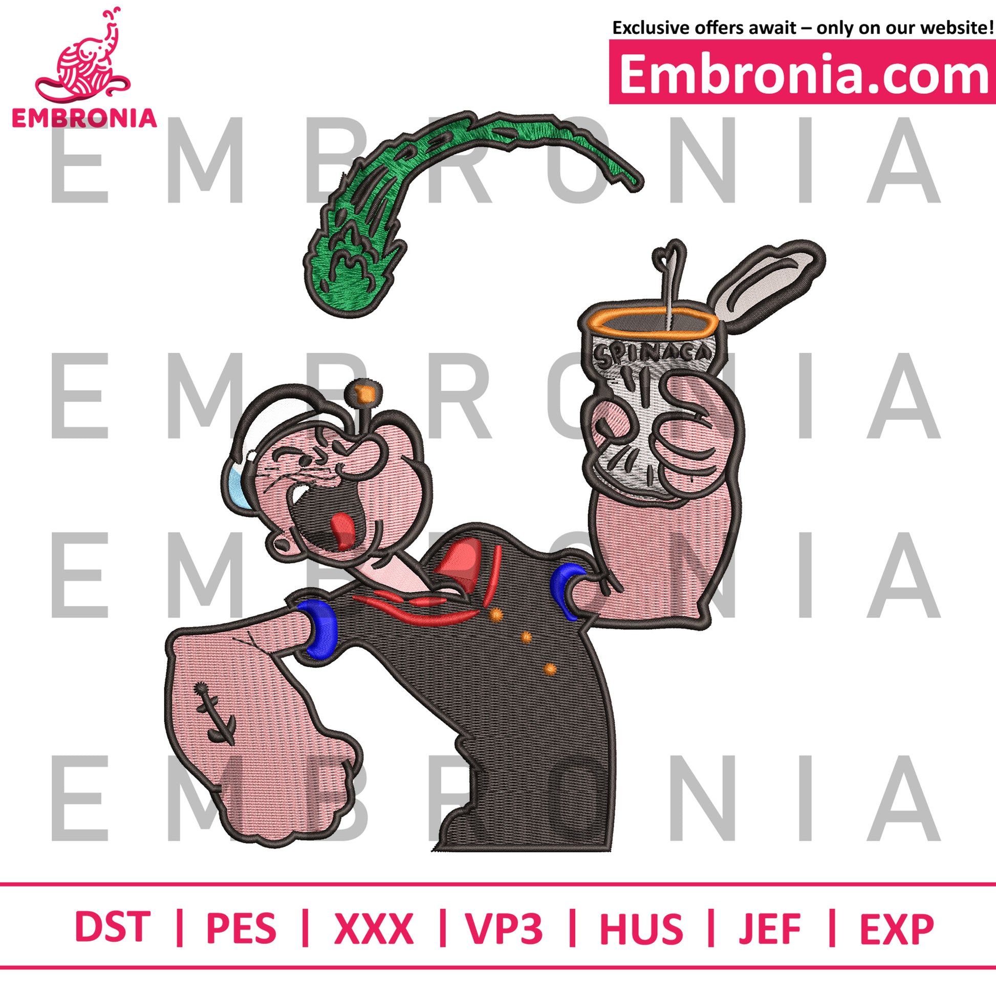 Popeye character embroidery