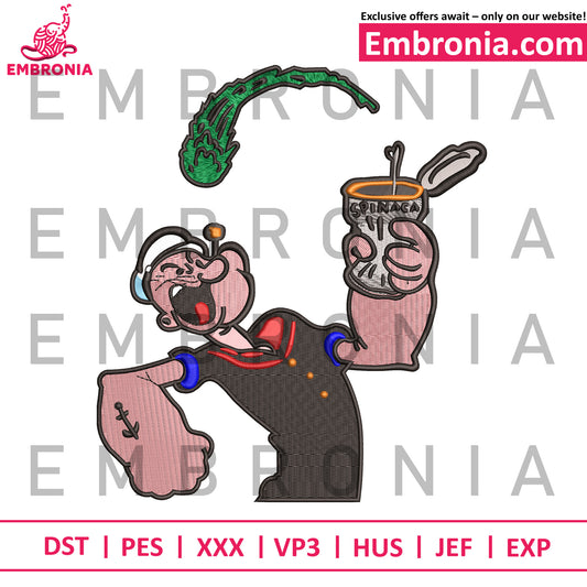 Popeye character embroidery