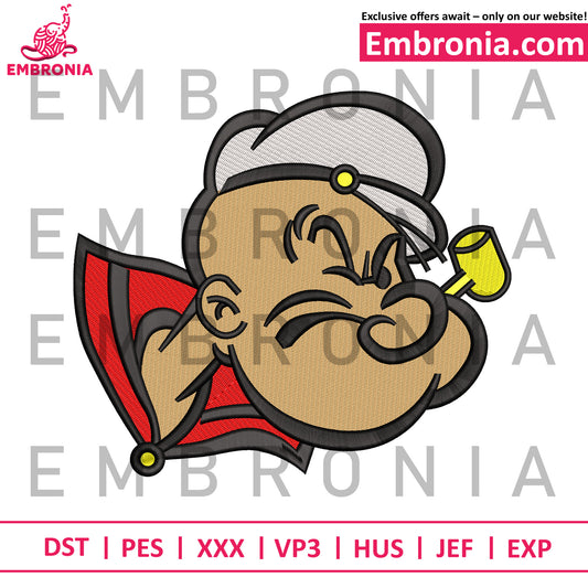 Popeye head embroidery