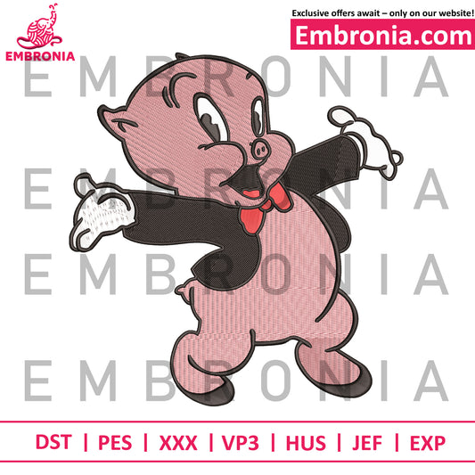 Porky Pig embroidey design,