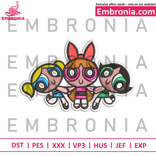 Power puff girl embroidery design