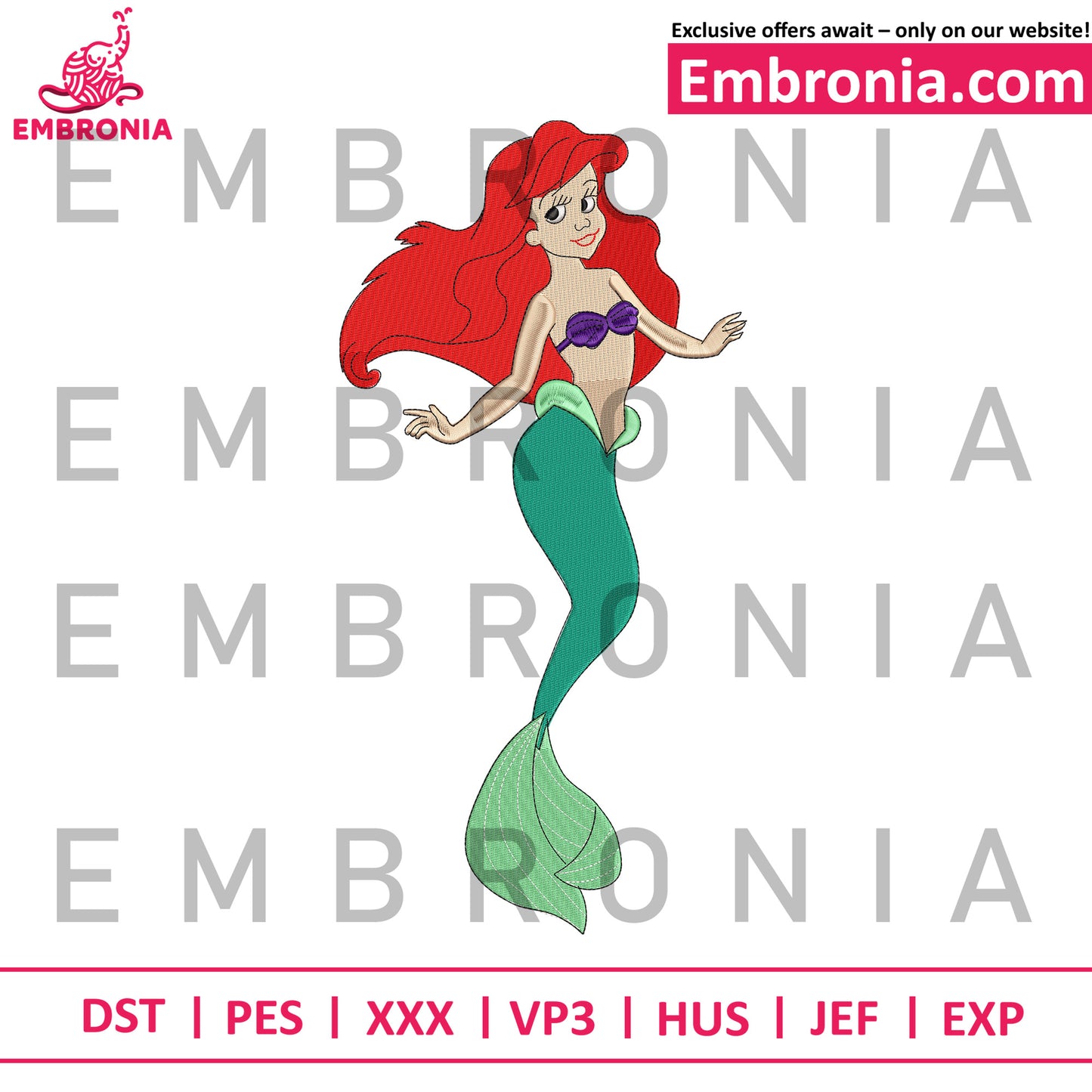 Princess ariel embroidery