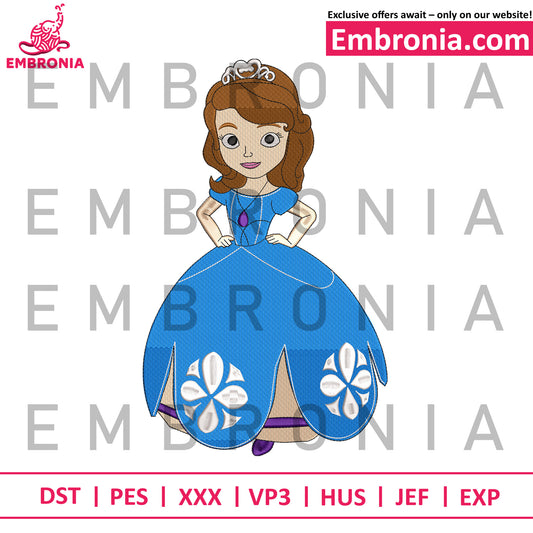 Princess sofia blue dress embroidery