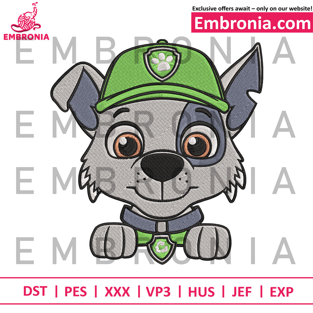 Rocky dog embroidery