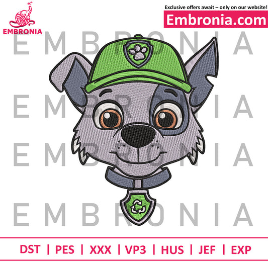 Rocky dog head embroidery