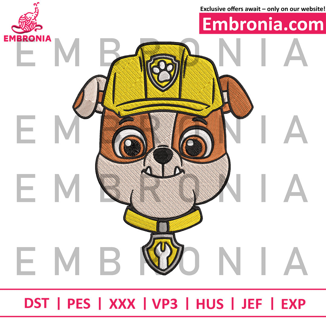 Rubble dog head dembroidery