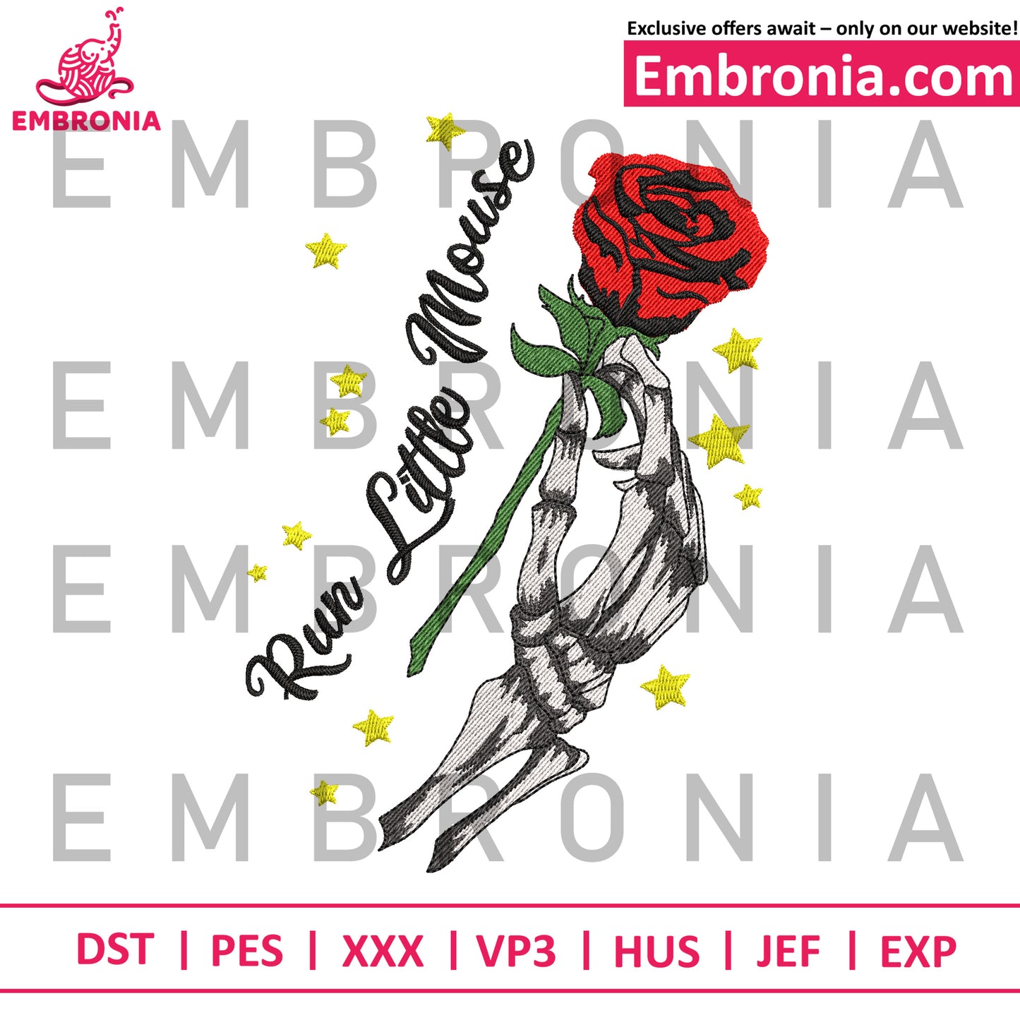 Run little mouse embroidery