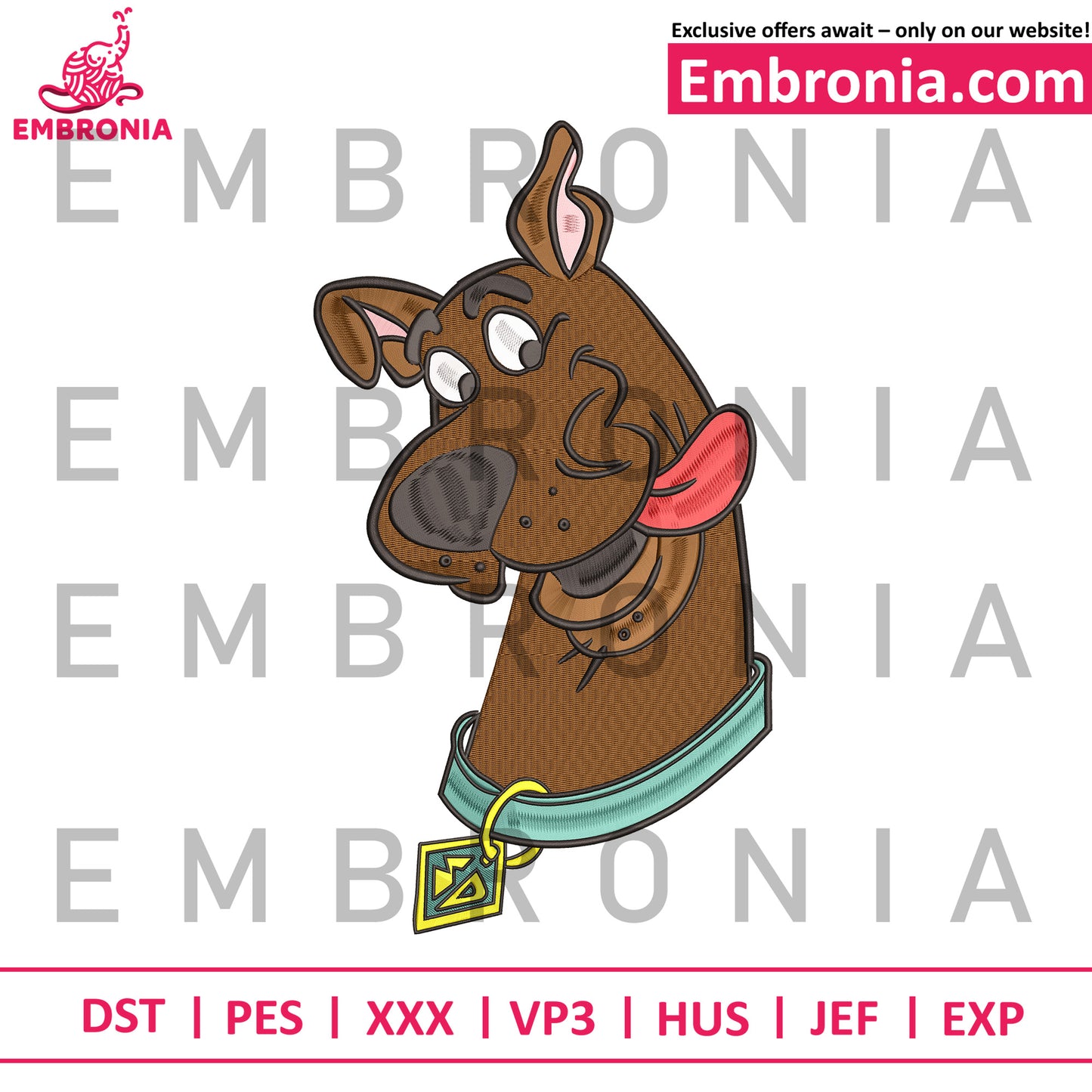 Scooby Doo Face embroidery