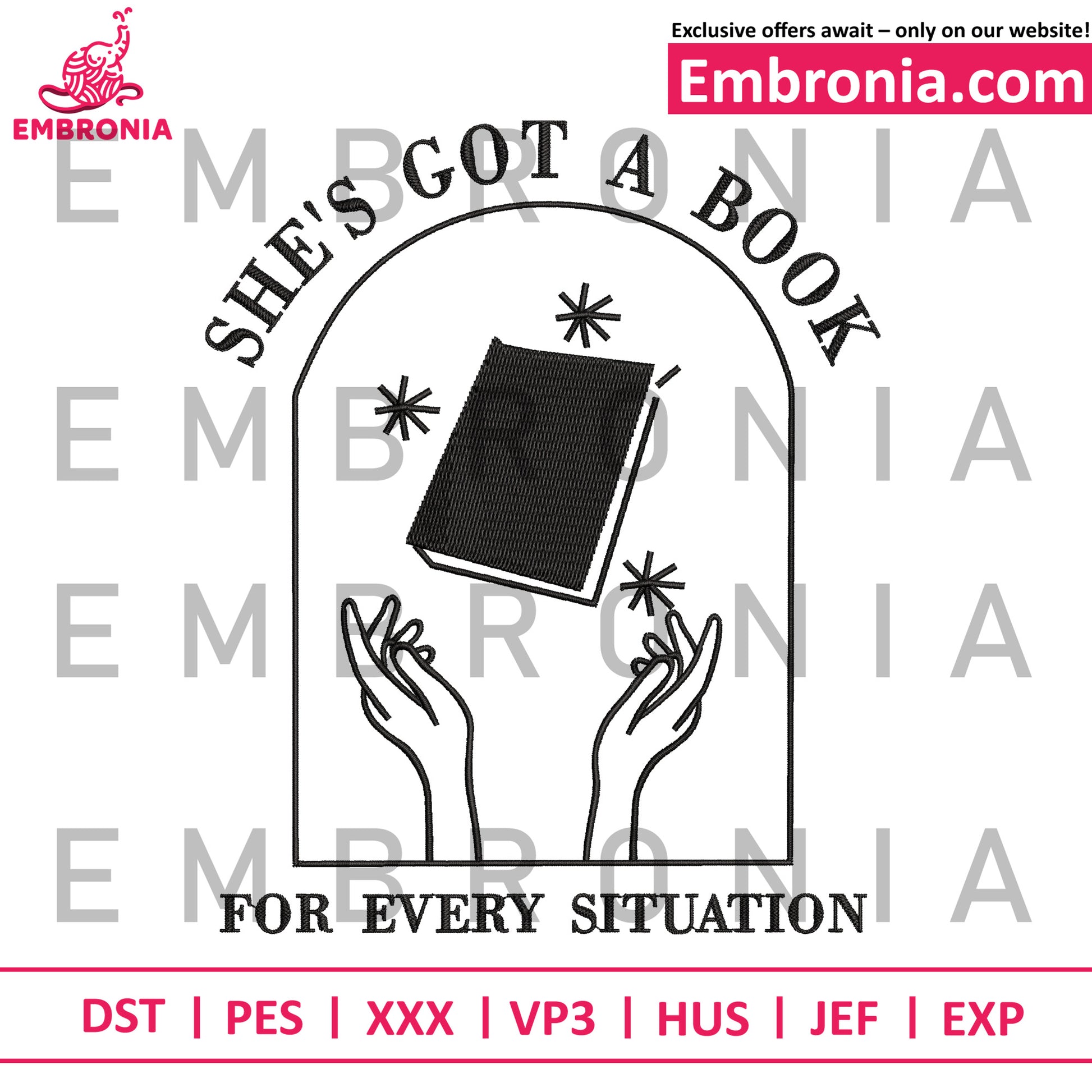 She's got a book embroidery