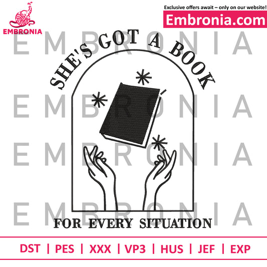 She's got a book embroidery