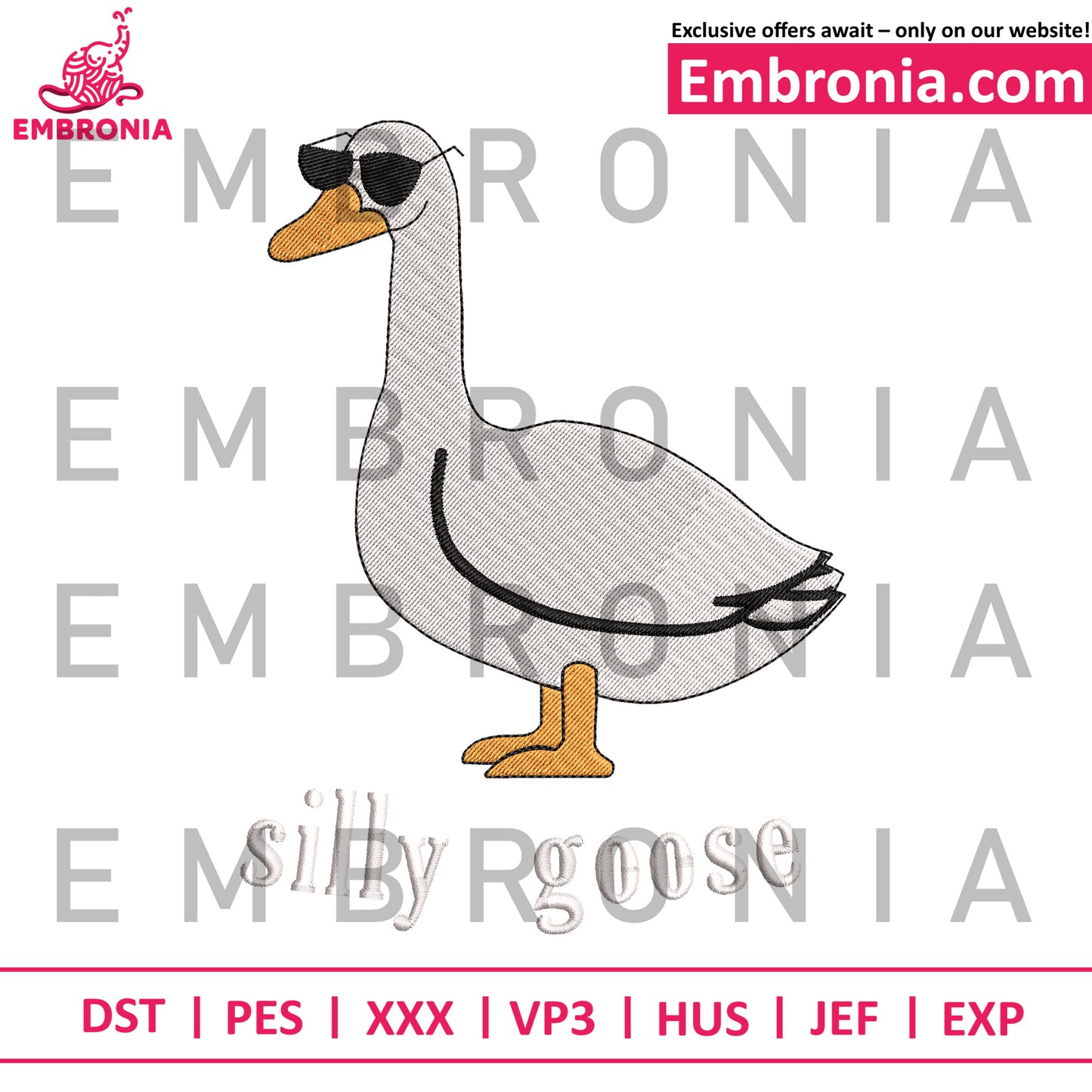 Silly goose embroidery