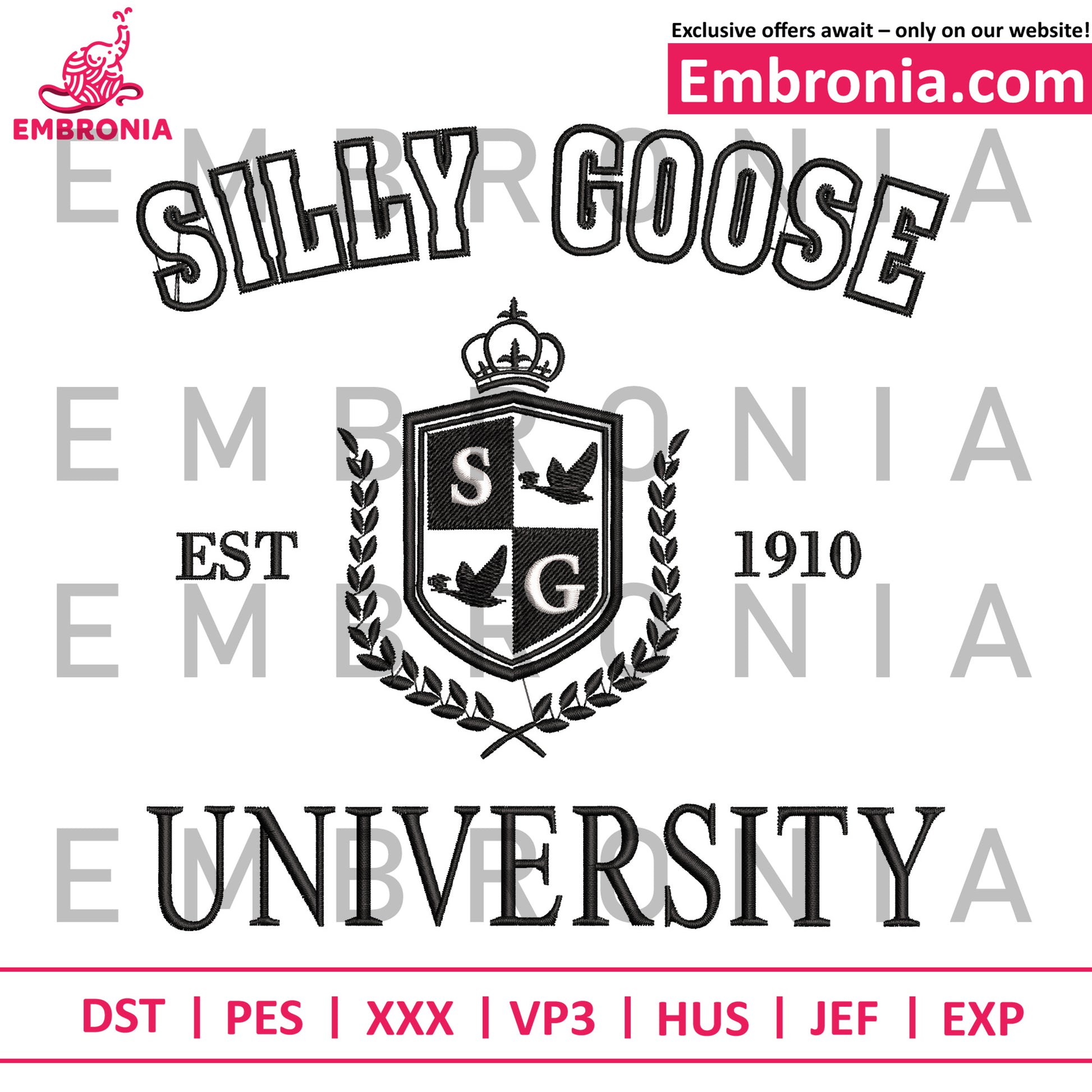 Silly goose university embroidery
