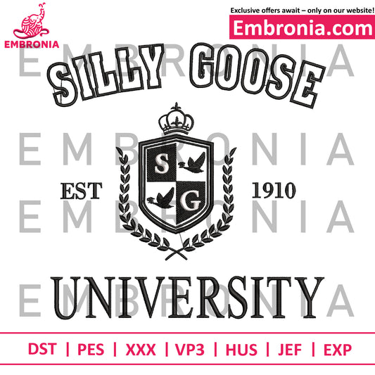 Silly goose university embroidery