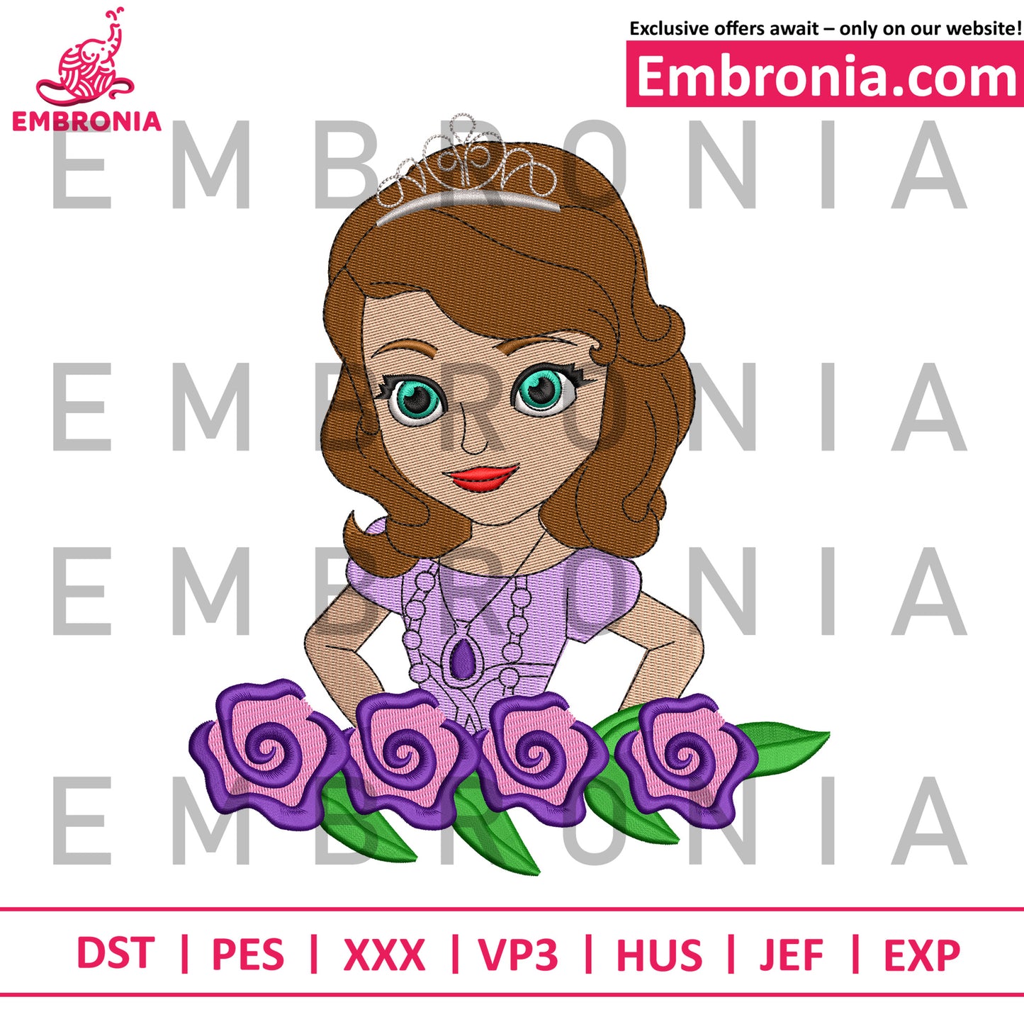 Sofia cartoon embroidery design