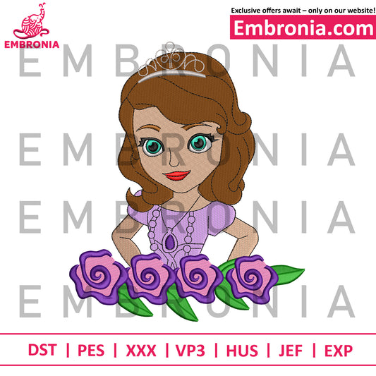 Sofia cartoon embroidery design